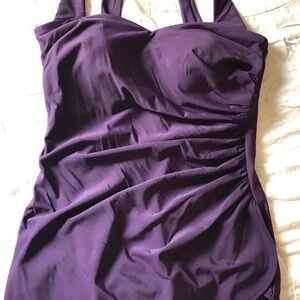 Lands' End Purple Women's One Piece Swimsuit